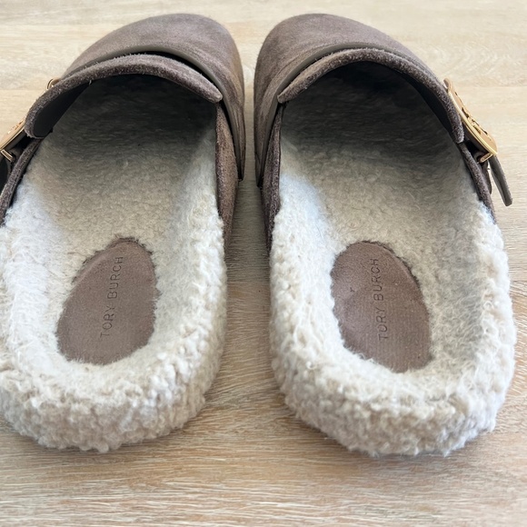 Tory Burch Mellow Suede Shearling Mules - Picture 6 of 12
